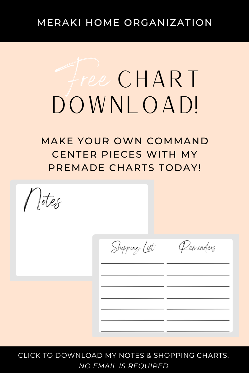 Meraki Home Organization Free Chart Download for Weekly Meals & Chores