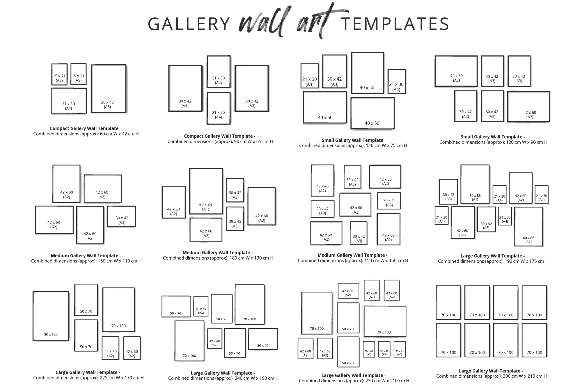 Gallery Wall Art Template Layouts for a Family Command Center