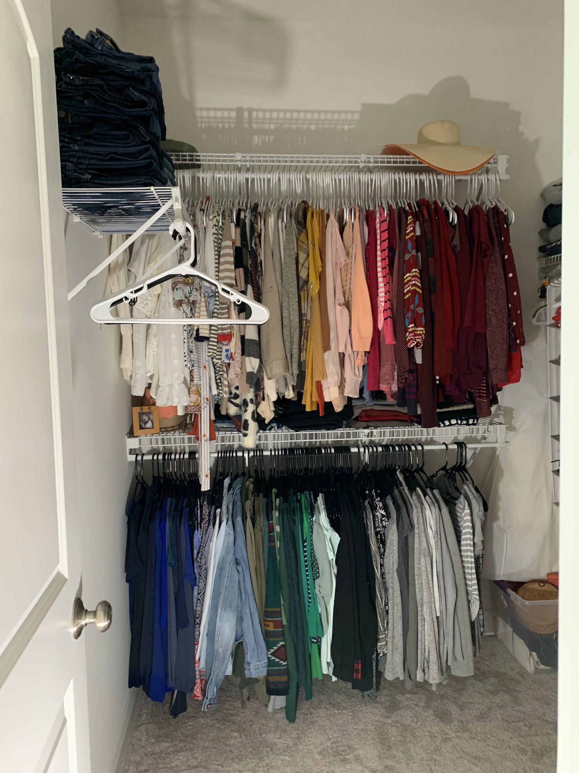 Color Coded Organized Closet 