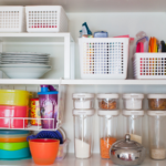 Organized Kids' Kitchen Cabinet