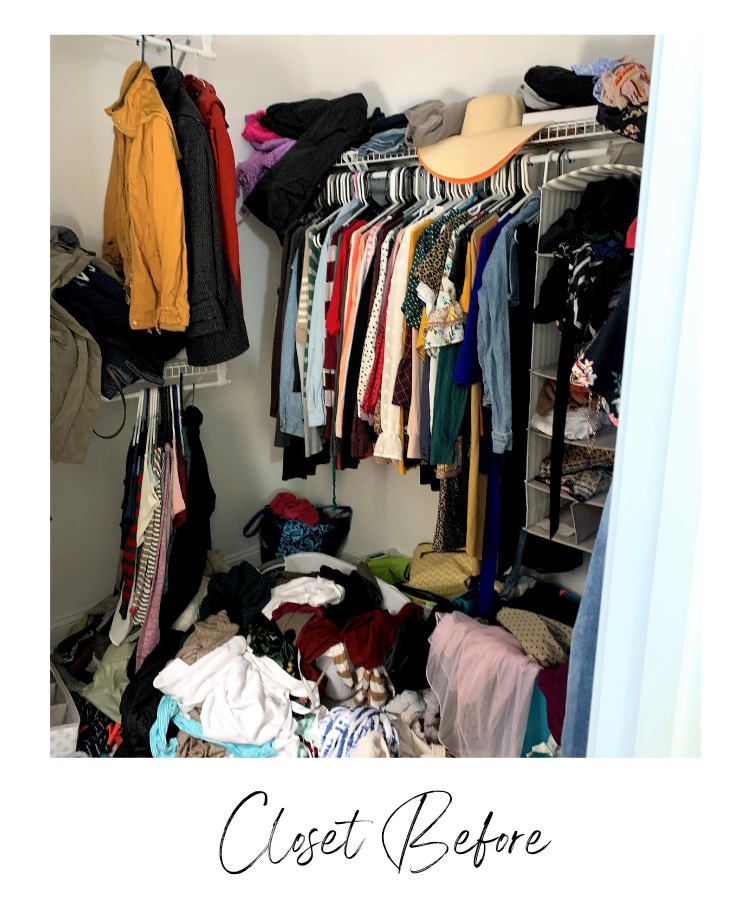 Clothes piled up in closet