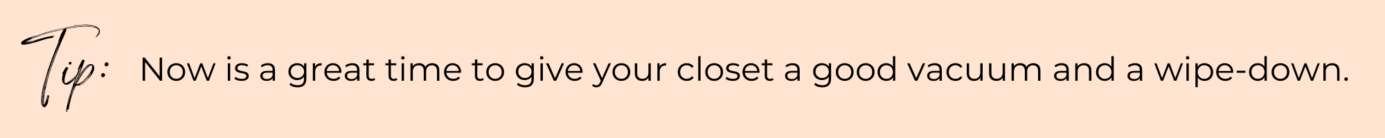 Tip: Now is a great time to give your closet a good vacuum and a wipe-down. 