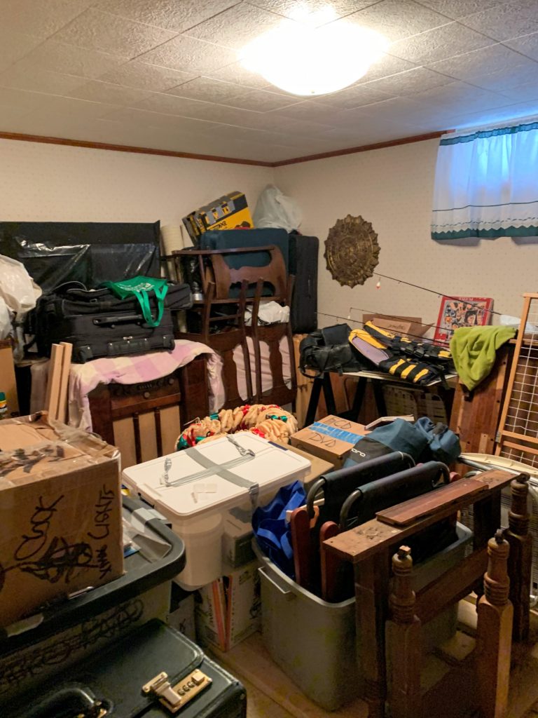 Basement Bedroom-Organized Storage Home Organization, Basement Organization, Storage Organization, Organize my Home